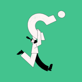 illustration of a project manager holding a question mark for Questions To Ask During Project Initiation