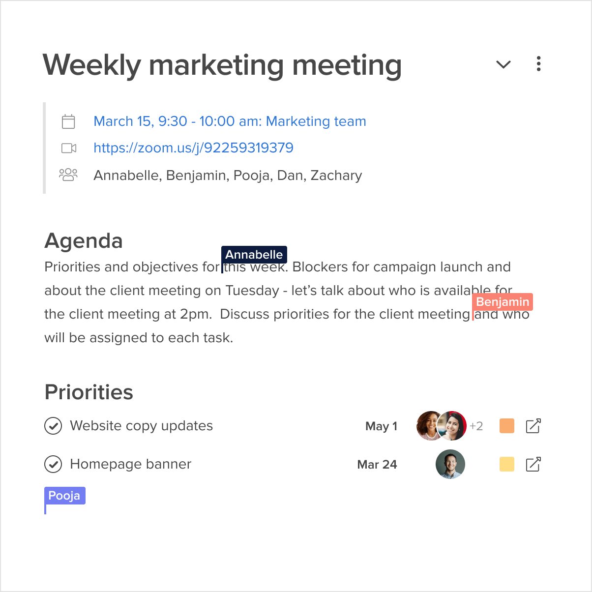 Screenshot Example Of Real Time Collaborative Note on Hive Notes