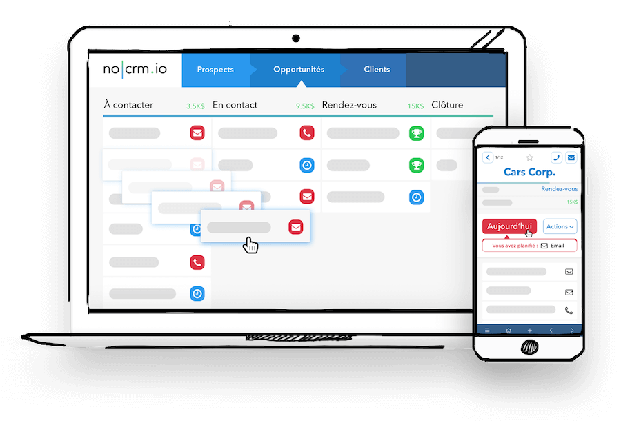 Screenshot NoCRM.io Setup Desktop and Mobile