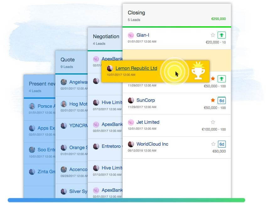 Screenshot of NoCRM.io Visual Pipelines