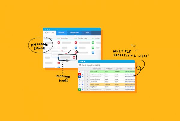 screenshot of nocrm.io with annotations