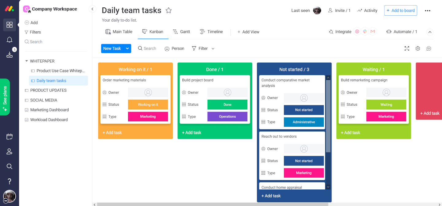 Screenshot Of Monday In Depth - Daily Team Tasks