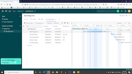 Wrike Gantt Chart Screenshot
