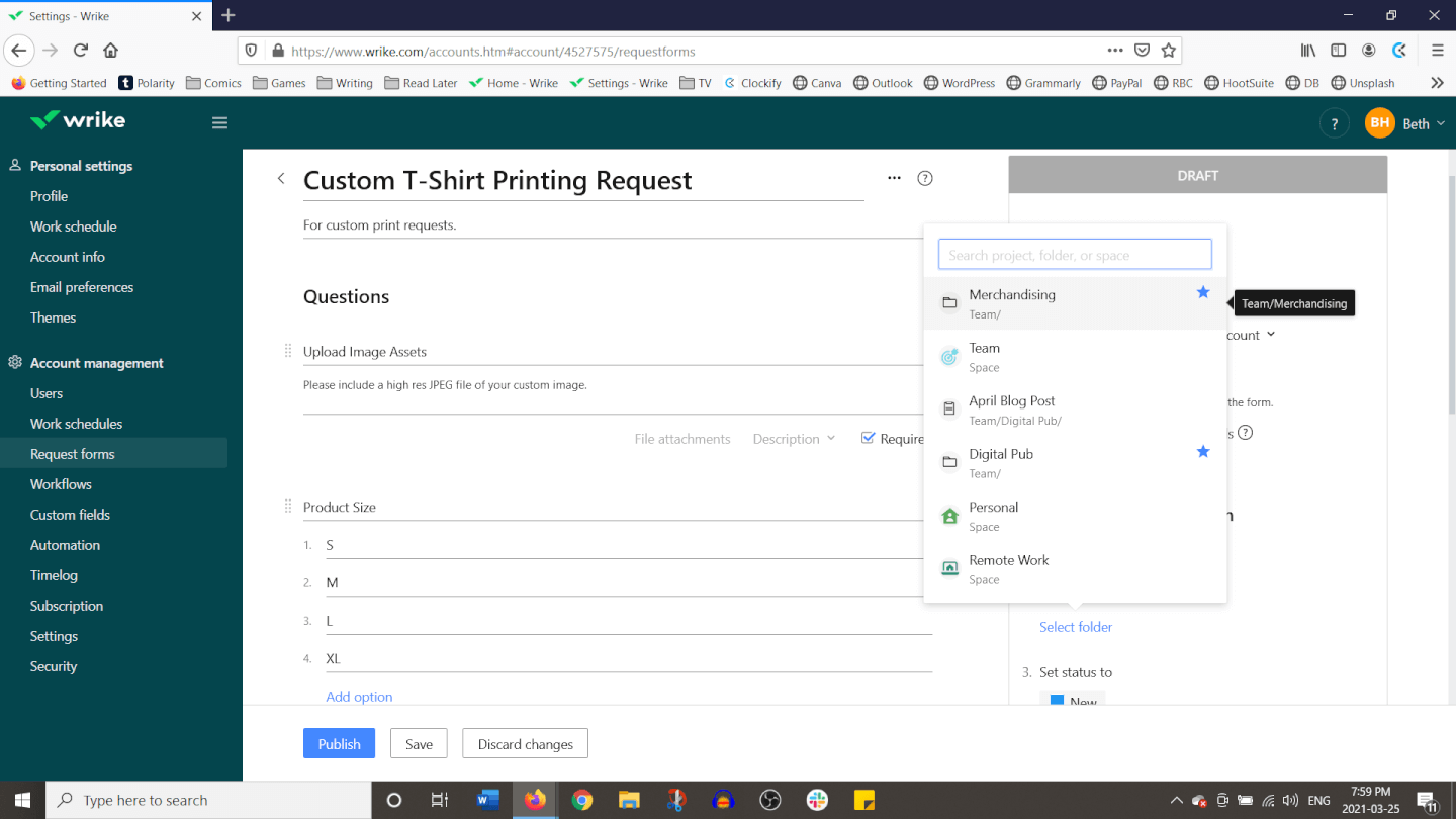 Wrike Custom Request Form Screenshot