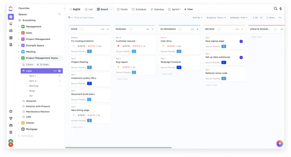 ClickUp Kanban Board View Screenshot