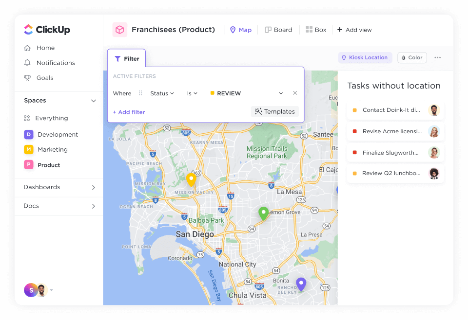 ClickUp Map Location Screenshot