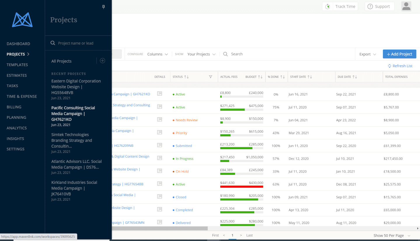 Mavenlink Projects Screenshot - in Depth Review
