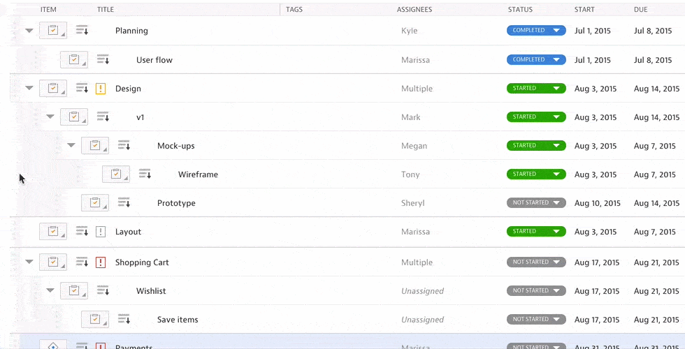 Mavenlink Work Breakdown Structure Screenshot