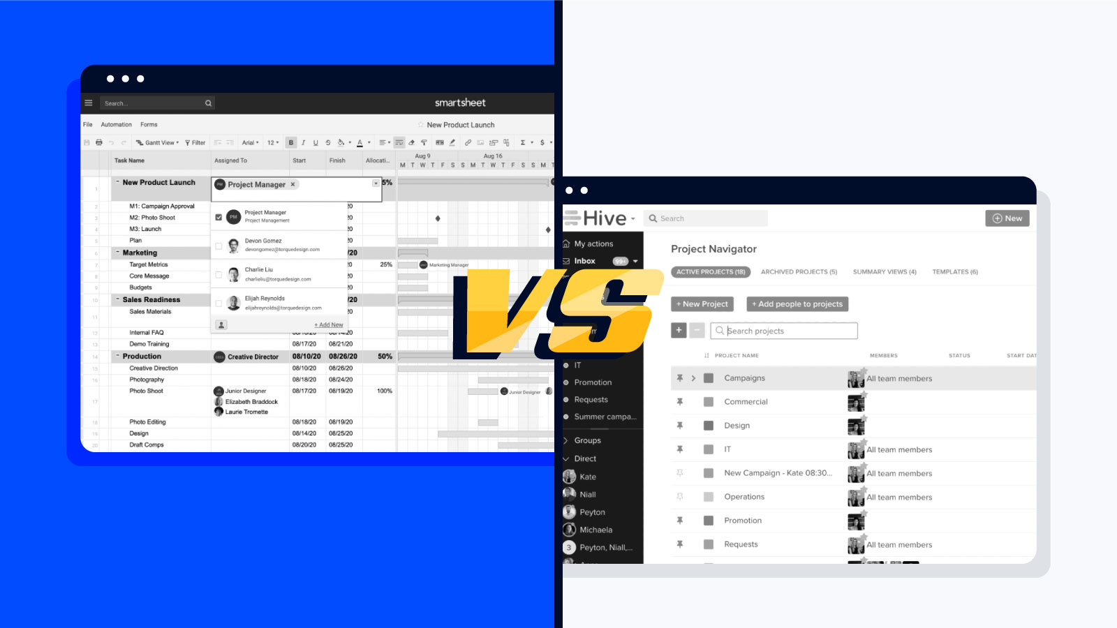 Smartsheet VS Hive Intro Graphic