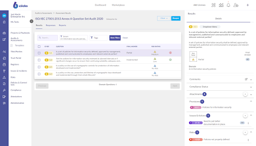 6clicks Automate Internal Audit And Vendor Risk Assessment Screenshot