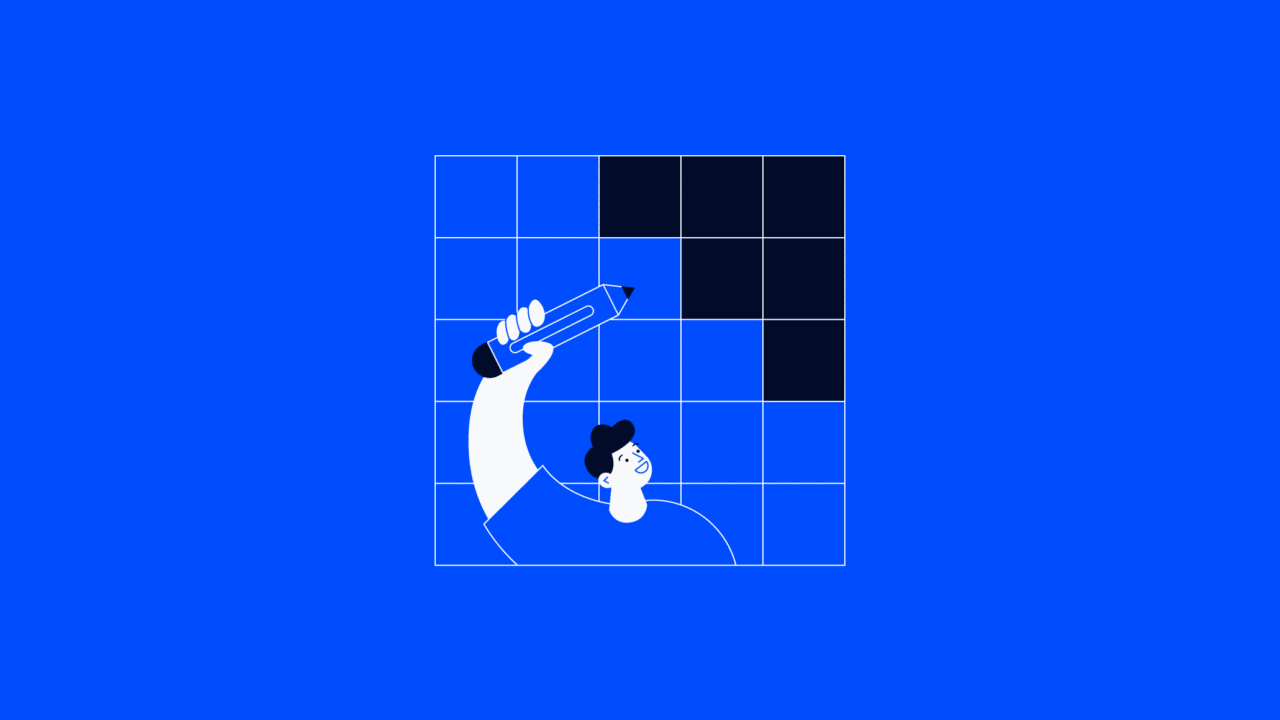 project manager with a pencil and filling in a grid with shading