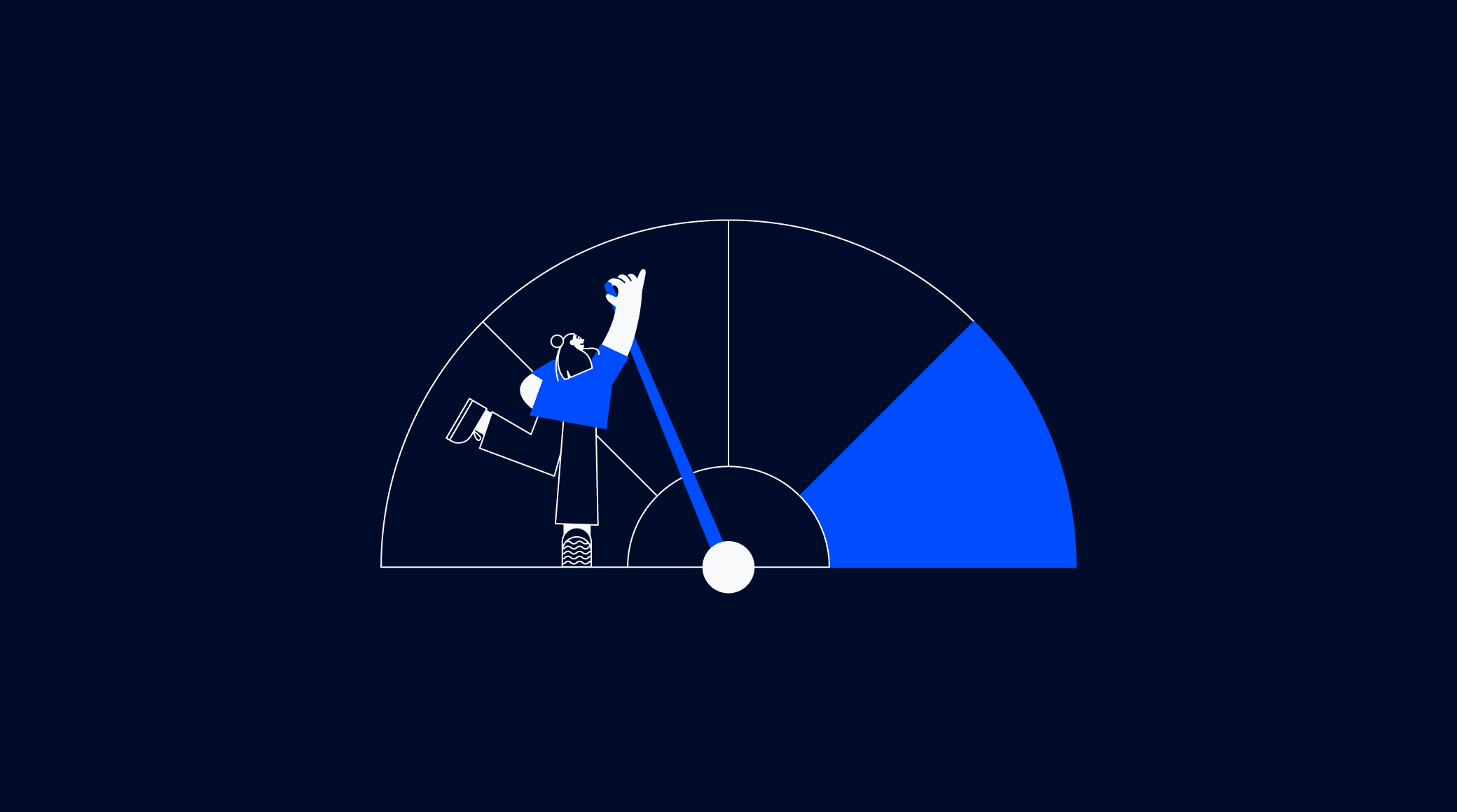illustration of a project manager in front of a meter for measuring increases