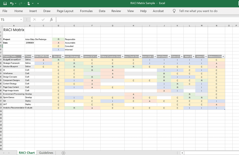 RACI Matrix Sample Screenshot