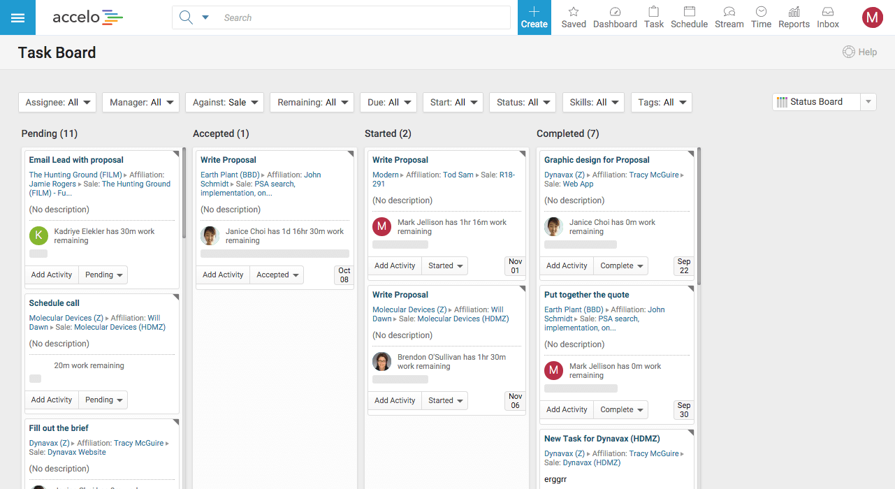 Accelos Task Board Screenshot
