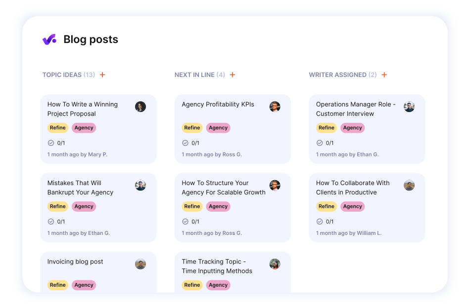 Productive.io Board View Screenshot