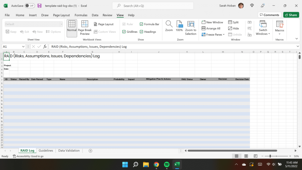raid log template screenshot