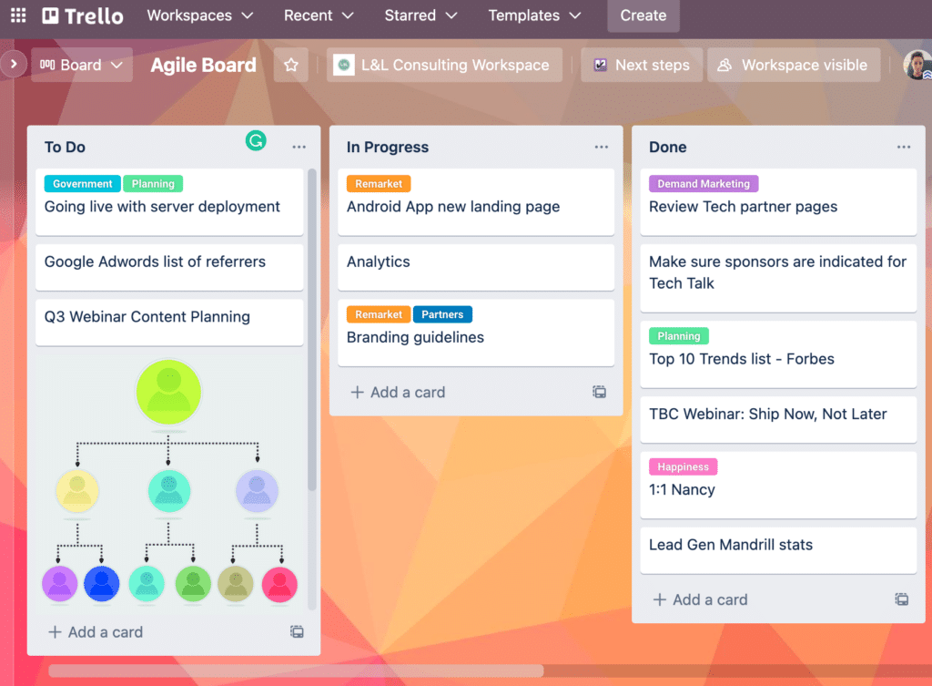 example kanban board trello three columns screenshot