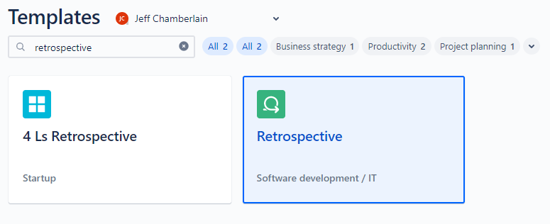 confluence retrospective templates screenshot