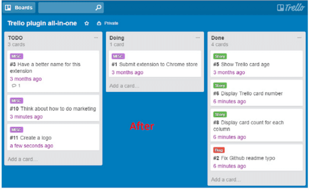 trello board with truello screenshot