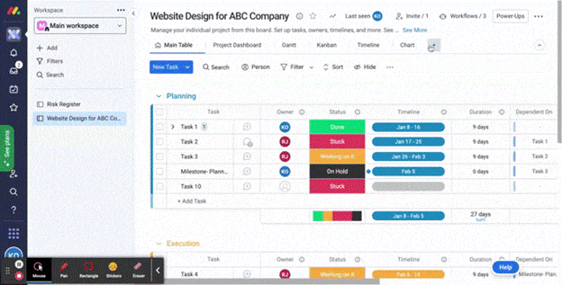 monday.com assigned task view screenshot