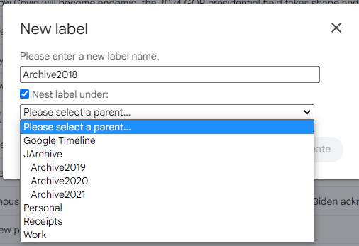 creating archive label screenshot