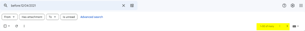 email search count screenshot