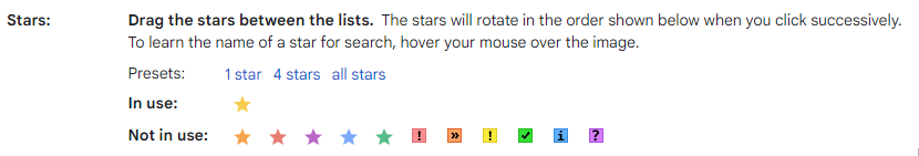 gmail star option screenshot