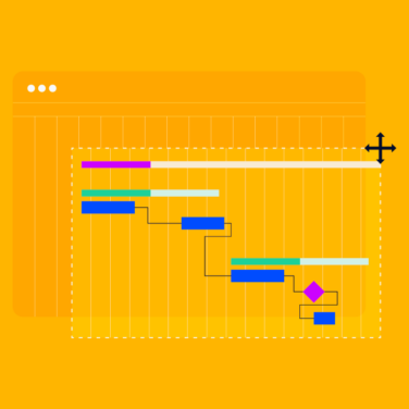 gantt chart template in a browser window on an orange background
