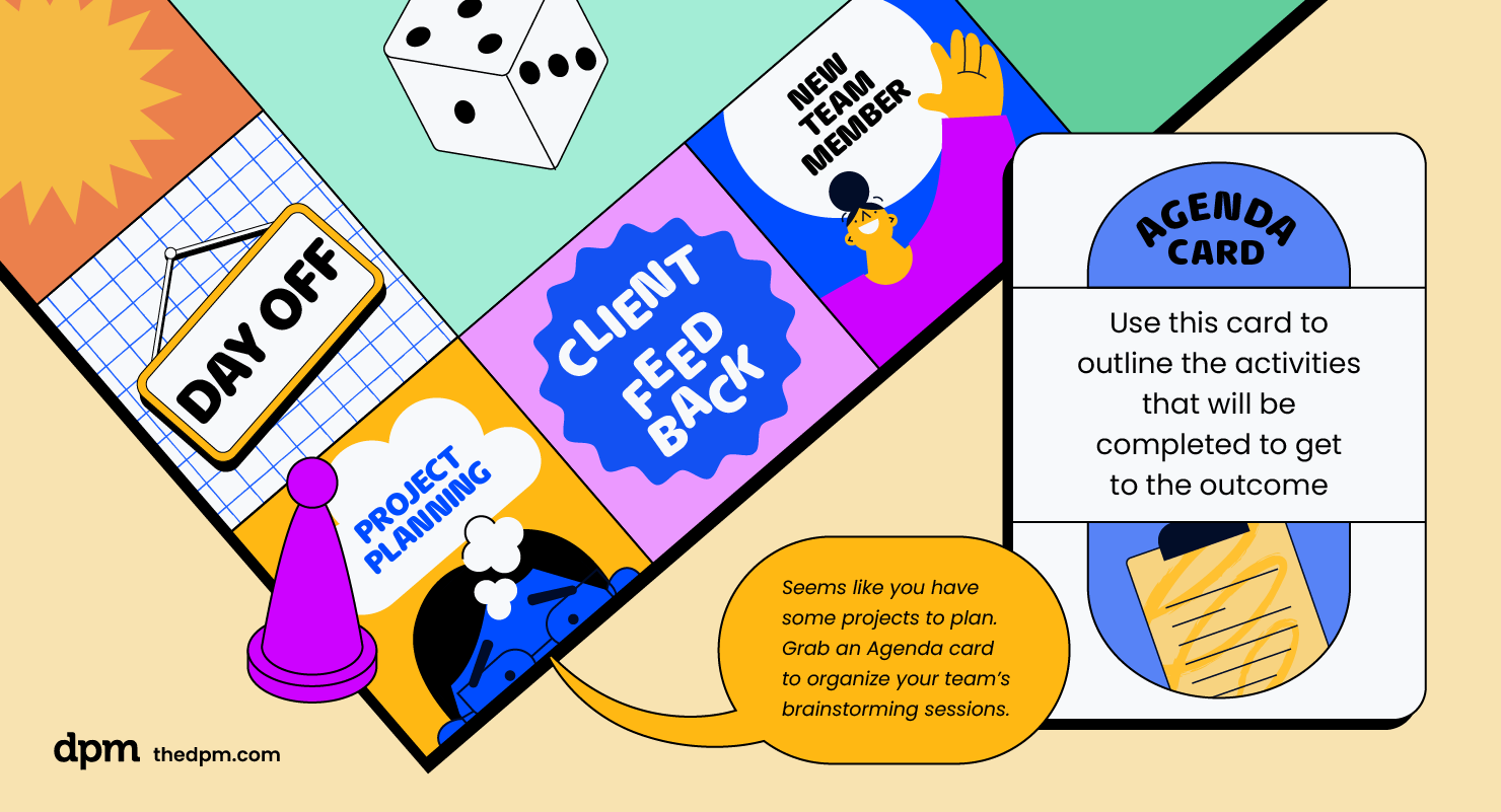 board game with an agenda card
