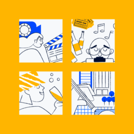 illustrations of project manager on film sets and on band tours