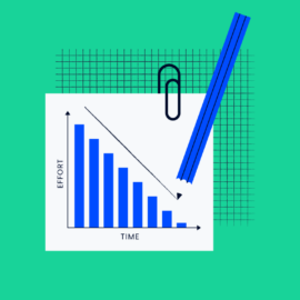 burndown chart on grid paper with pencil