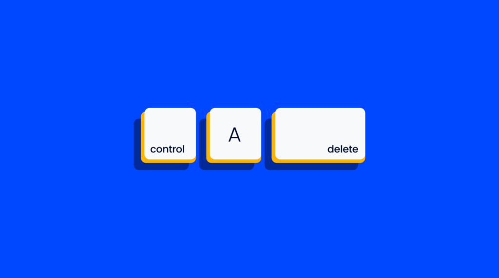 ctrl key with an A key and a delete key for change management examples