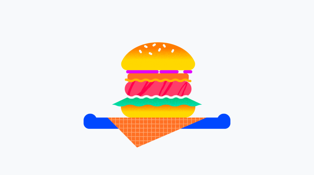 a burger on a platter for waterfall-agile sandwich model