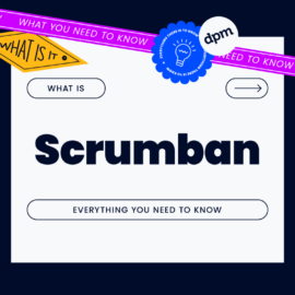 whiteboard with the text scrumban on it