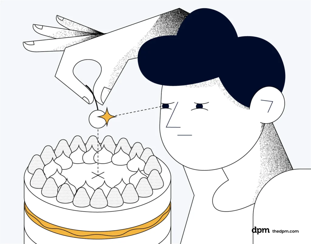 illustration of decorating a cake for finish well project plan
