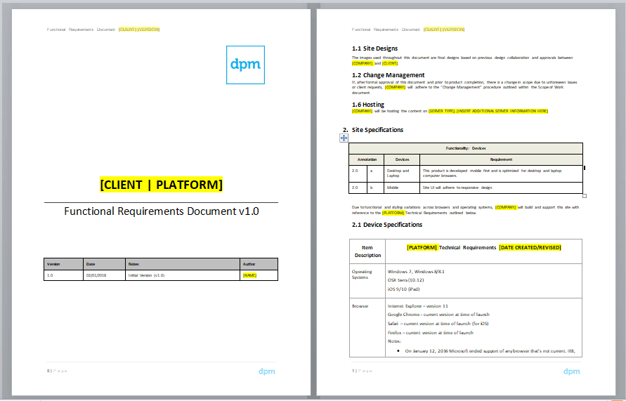 Captura de pantalla de la plantilla de requisitos del proyecto - Guía de recopilación de requisitos