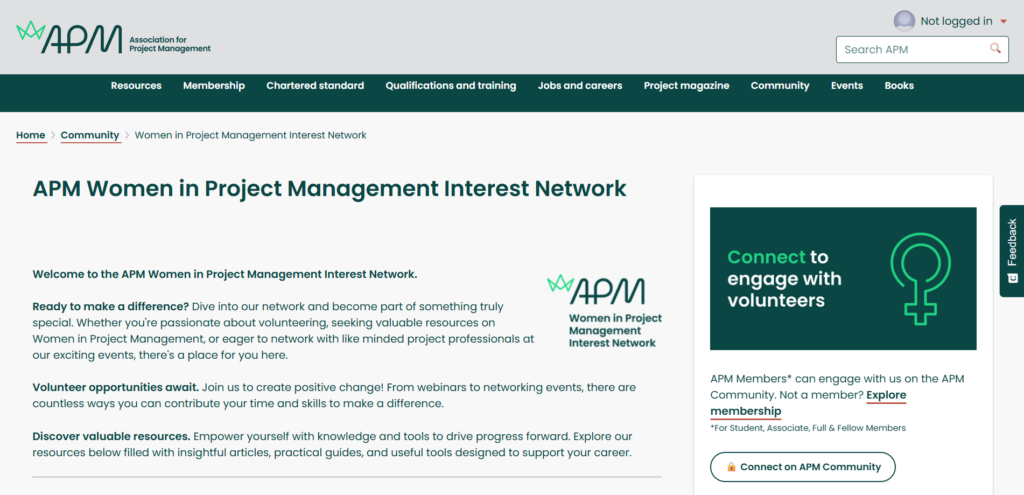 APM Women in Project Management Interest Network page