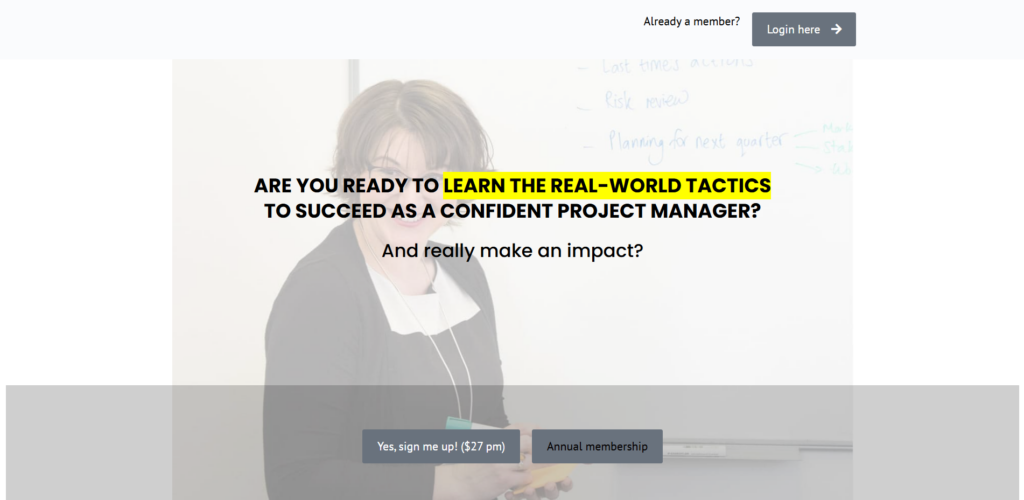 Project Management Rebels membership page