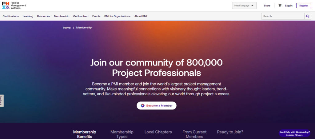 The Project Management Institute's community page.