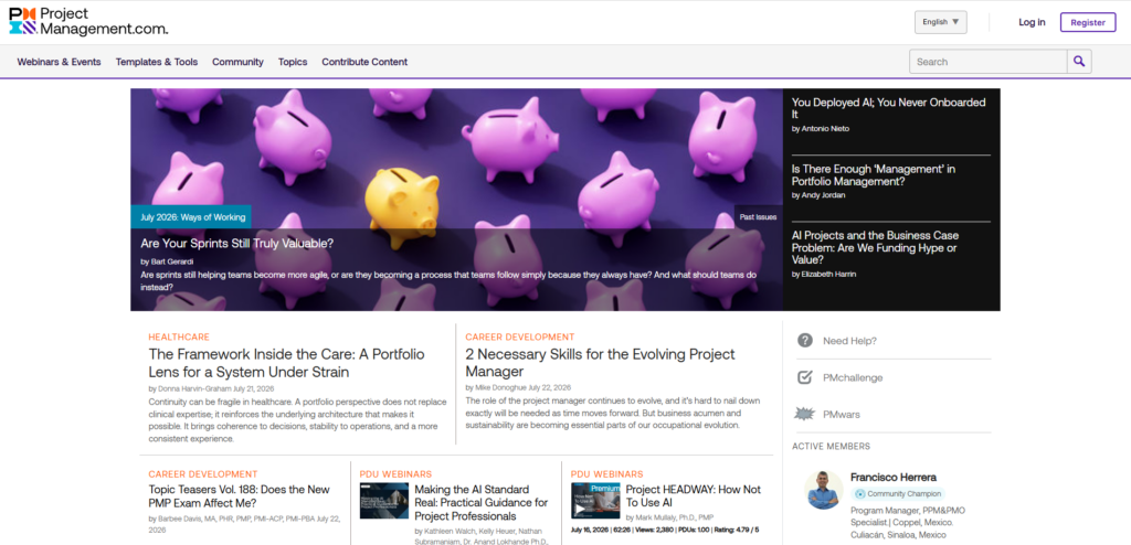 ProjectManagement.com community homepage