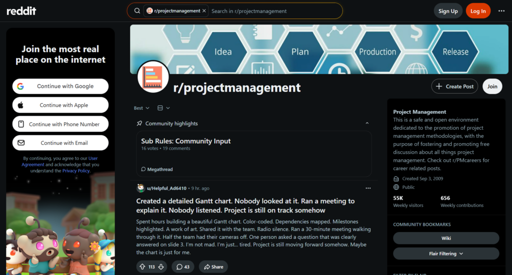 r/projectmanagement Reddit community homepage