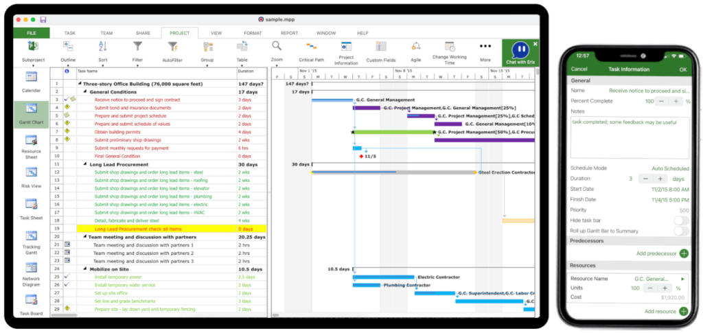 Project Plan 365 software review, a screenshot of the tool's interface
