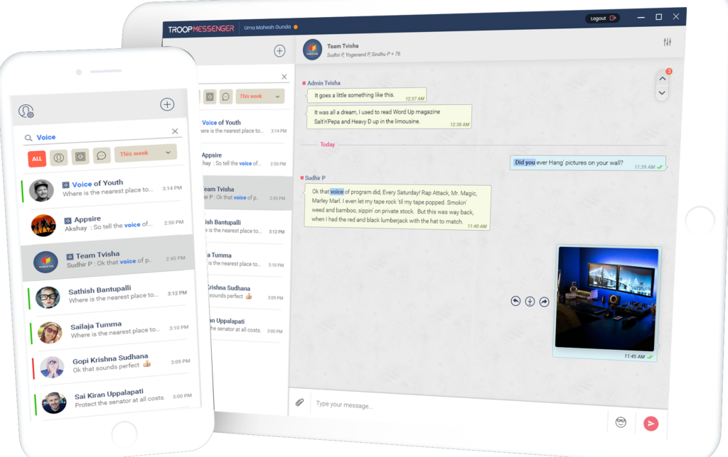 troop messenger review screenshot showing the chat app
