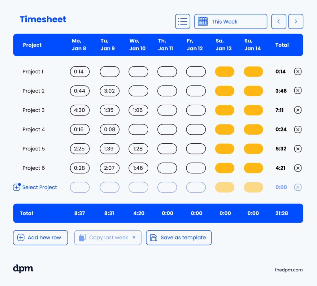 timesheet example
