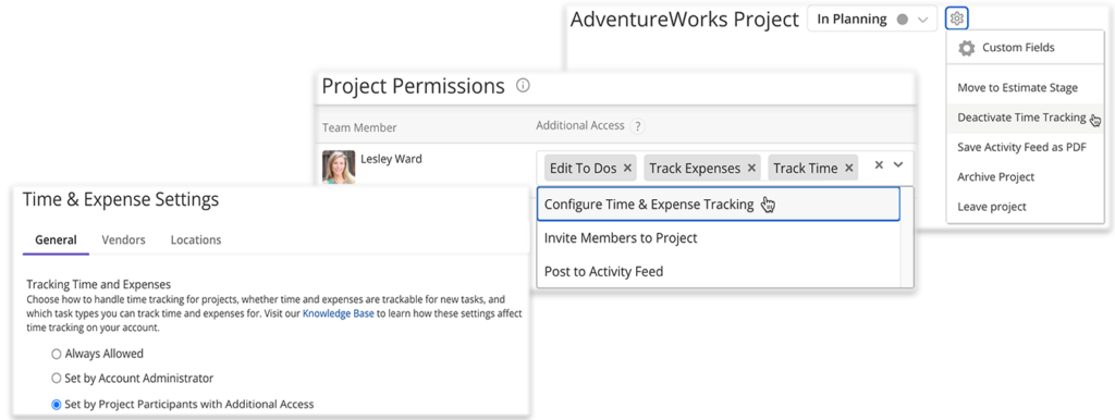 kantata new time tracking settings screenshot