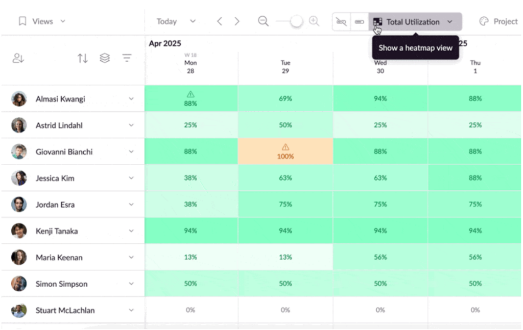 resource guru heatmap view screenshot