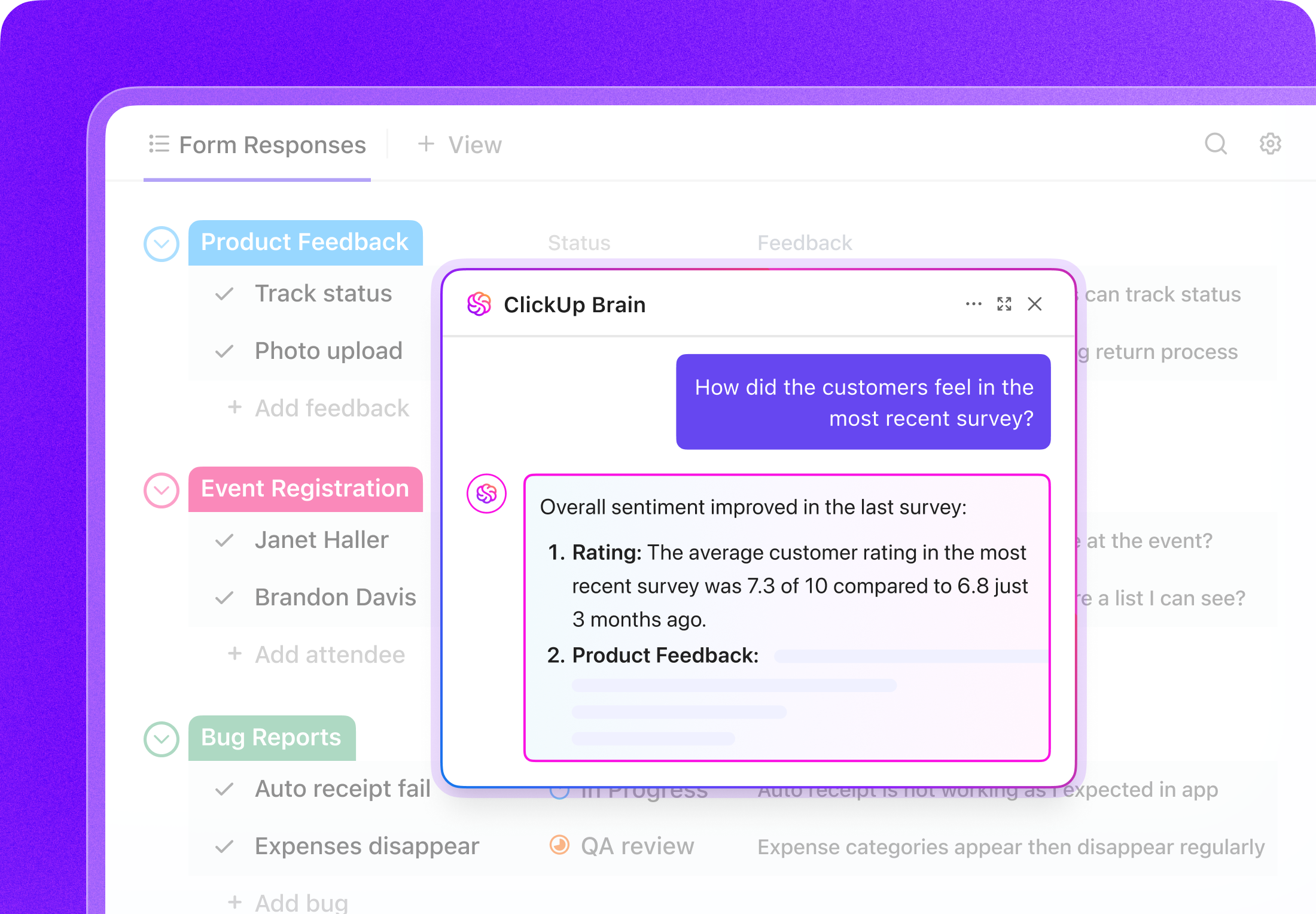 clickup ai powered analysis feature screenshot