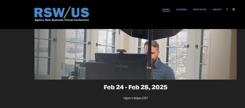 A screenshot of the RSW/US conference landing page