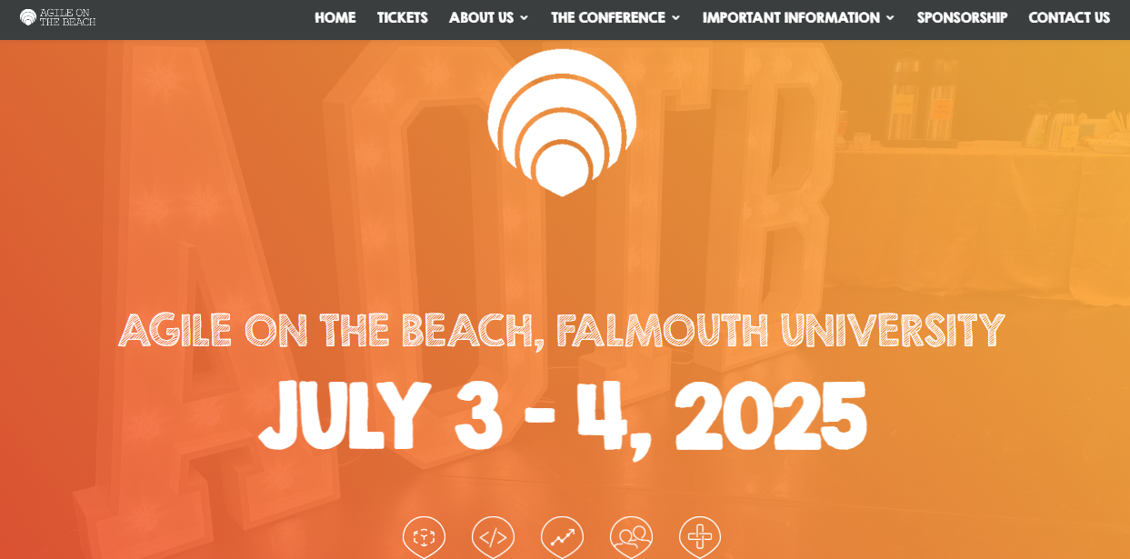 Agile on the Beach conference landing page screenshot