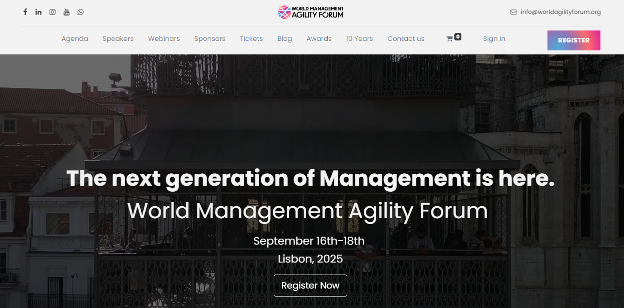 World Management Agility Forum conference website landing page